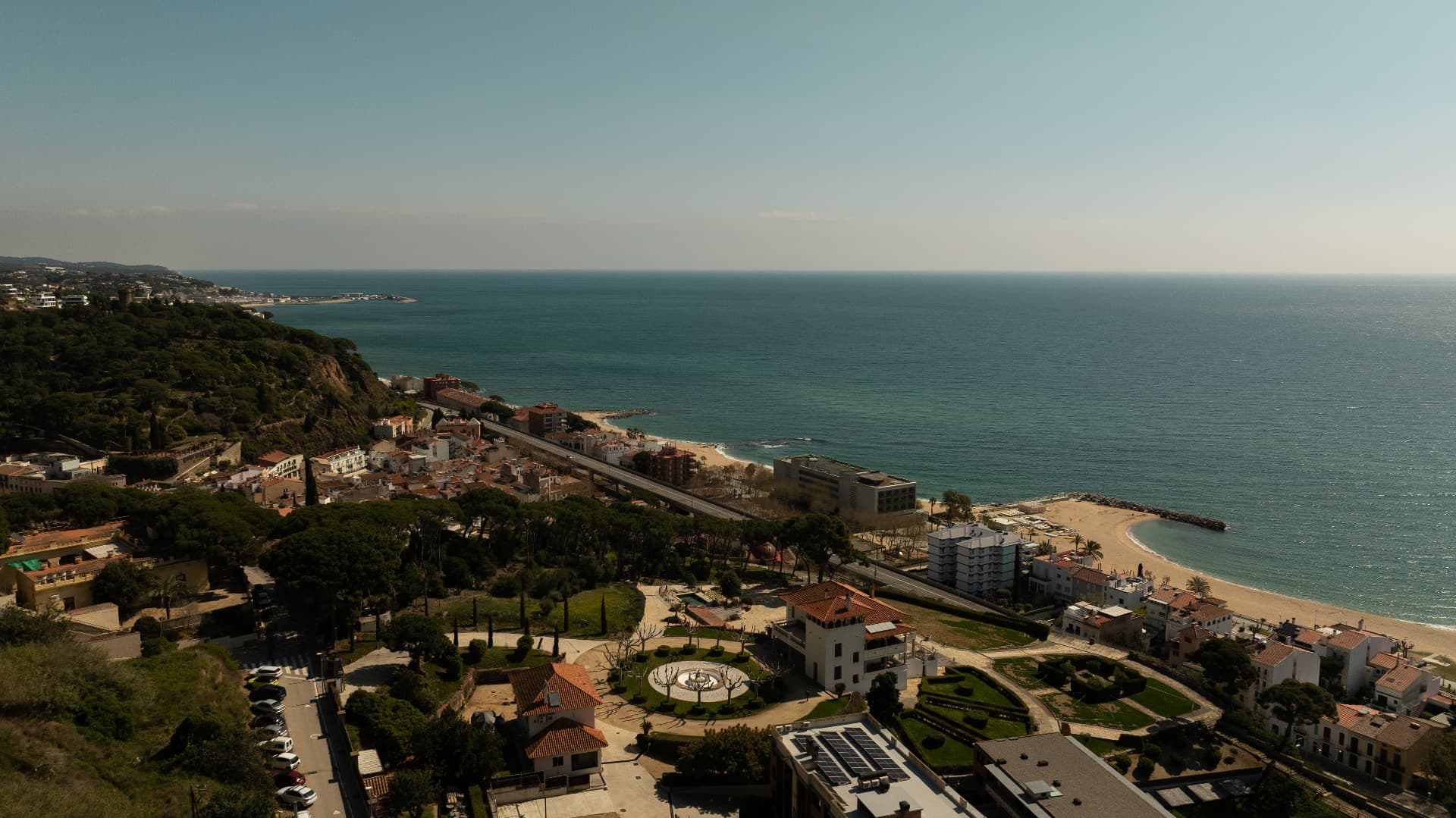The Maresme coast and the village below the hillside